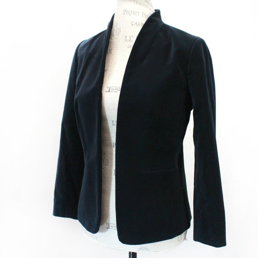 J.CREW 365 Schoolboy Women's Blazer Navy Velvet Shoulder Pads Size 2 Classic Y2K
